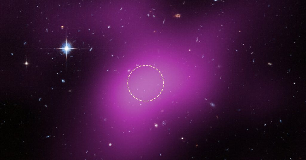 Ilustrare artistică a obiectului cosmic Cloud 9, o galaxie eșuată descoperită de Hubble, compusă din materie întunecată.