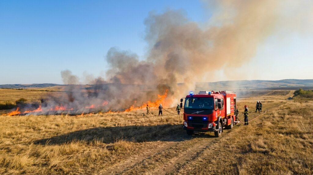 Avertisment Oficial După un Incendiu Major de Vegetație Uscată la Voinești: Pericolul Care Amenință Mii de Hectare